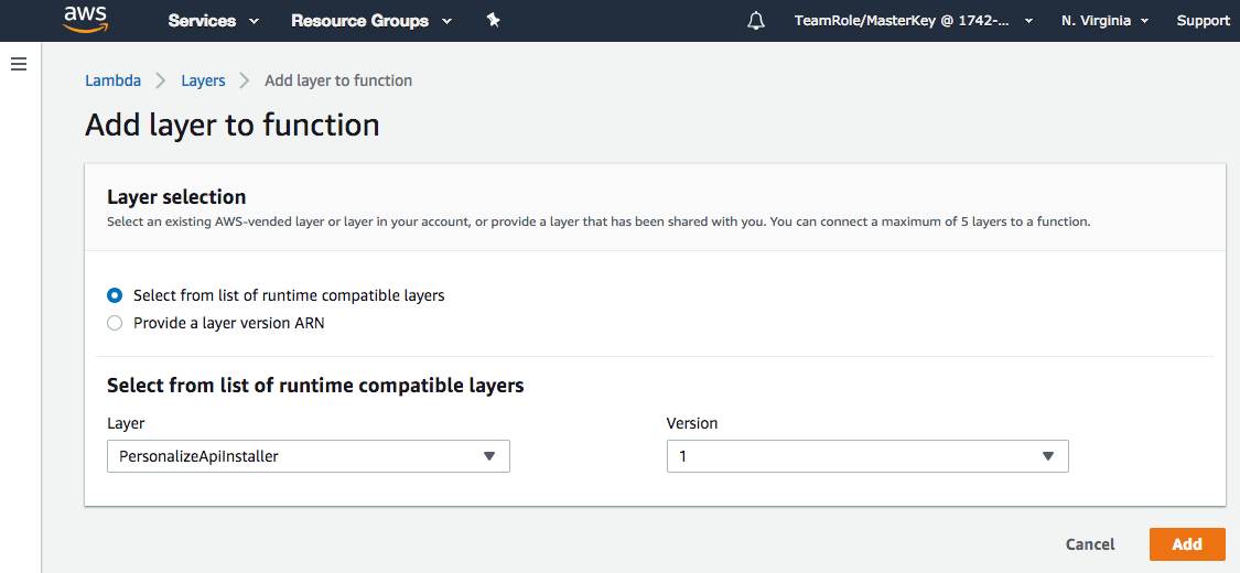 Lambda Function Layer Add